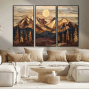 Wood Mountain Landscape Wall Art Canvas Print – Framed