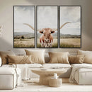 Texas Longhorn Wall Art Canvas Print – Framed Western Cow