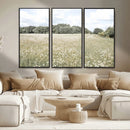 Charming Daisy Field Wall Art Canvas Print – Framed Pastel