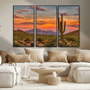 Saguaro Cactus Wall Art Canvas Print – Framed Arizona Sunset