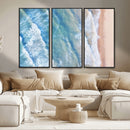 Aerial Ocean View Wall Art Canvas Print – Framed Soft Blue