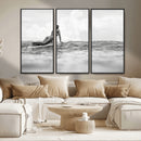 Black and White Surfing Wall Art Canvas Print – Framed Ocean by MyGreatCanvas | Canvas Wall Art Prints | Photo Prints & Wall Decor