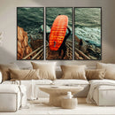Surfer Stairway Wall Art – Framed Ocean Surf Canvas Artwork, by MyGreatCanvas | Canvas Wall Art Prints | Photo Prints & Wall Decor