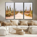 Desert Cactus Lined Road Wall Art Canvas Print – Framed by MyGreatCanvas | Canvas Wall Art Prints | Photo Prints & Wall Decor