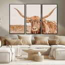 Longhorn Bull Wall Art Canvas Print – Framed Western Cow