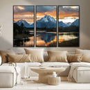 Mountain Sunset Wall Art Canvas Print – Framed Alpine