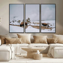 Bison Wildlife Wall Art Canvas Print – Framed Snowy Prairie