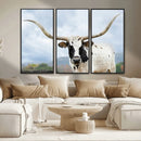 Texas Longhorn Wall Art Canvas Print – Framed Western Rustic
