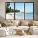 Palm Tree Coast Wall Art Canvas Print – Framed Island Getaway with Crystal Blue Water Scenic Artwork for Home, Office by MyGreatCanvas | Canvas Wall Art Prints | Photo Prints & Wall Decor