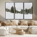 Frosty Pines Wall Art Canvas Print – Framed Silent Snowfall