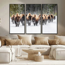 Bison Herd Scene Wall Art Canvas Print – Framed Western by MyGreatCanvas | Canvas Wall Art Prints | Photo Prints & Wall Decor