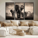 Elephant Family Wall Art Canvas Print, Framed Elephant Wall