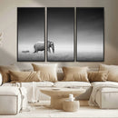 Elephand and Zebra Wall Art Canvas Print, Modern Artwork