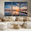 Wooden Pier on Seascape and Sunset Wall Art Canvas Print by MyGreatCanvas | Canvas Wall Art Prints | Photo Prints & Wall Decor