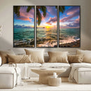 Framed Tropical Sunset Art Canvas Print