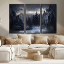 Night Landscape and Trees Wall Art Canvas Print