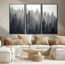 Misty Forest Canvas Wall Art – Monochrome Triptych Pine Tree by MyGreatCanvas | Canvas Wall Art Prints | Photo Prints & Wall Decor