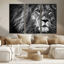 Black and White Lion Canvas Wall Art Print – Wildlife by MyGreatCanvas | Canvas Wall Art Prints | Photo Prints & Wall Decor
