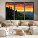 Forest Landscape Wall Art Sunset Canvas, Forest Sunset