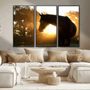 Horse at Sunset Wall Art Animal Canvas Print