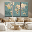 Classic World Map Canvas Print – Framed Vintage Map Wall by MyGreatCanvas | Canvas Wall Art Prints | Photo Prints & Wall Decor