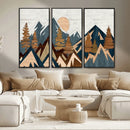 Abstract Wood Panel Effect Mountain Range Top Wall Art
