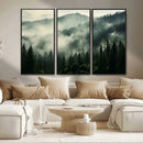Captivating Misty Forest Wall Art Premium Canvas Print a