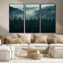 Captivating Misty Forest Wall Art Premium Canvas Print,