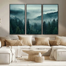 Captivating Misty Foggy Forest Wall Art Premium Canvas Print