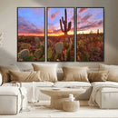 Arizona Desert Wall Art Canvas Print - Framed Deser Sunset