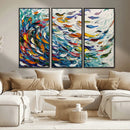 Modern Abstract Fish Shoal Wall Art Canvas Print, Colorful by MyGreatCanvas | Canvas Wall Art Prints | Photo Prints & Wall Decor