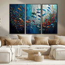 Modern Abstract Fish Shoal Wall Art Canvas Print, Colorful