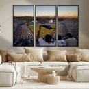 Dodger Stadium Sunset Game Triple Canvas Wall Art - Los