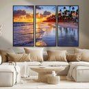 Serene Beach Sunset Wall Art Canvas- Coastal Seascape Print