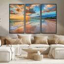 Serene Beach Sunset Wall Art | Coastal Ocean Canvas Print |