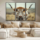 Texas Cow Longhorn Wall Art Canvas Print for Farm House Wall