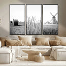Vintage Farmhouse Black and White Triptych Wall Art – Giclee