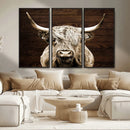 Highland Cow Wall Art Canvas Print, Rustic Farmhouse Decor,