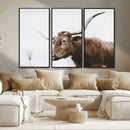 Rustic Bull Wall Art Canvas Print – Modern Longhorn