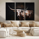 Texas Longhorn Wall Art Canvas Print | Western Ranch Decor |