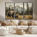Rustic Grizzly 399 Bear Family Wall Art Canvas Print