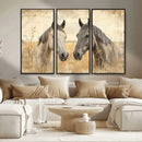 Chines Ink Style Grunge Horses Wall Art Canvas Print by MyGreatCanvas | Canvas Wall Art Prints | Photo Prints & Wall Decor
