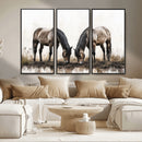 Chines Ink Style Horses Wall Art Canvas Print