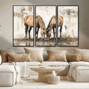 Vintage Horses Wall Art | Ready to Hang and Framed Triptych by MyGreatCanvas | Canvas Wall Art Prints | Photo Prints & Wall Decor