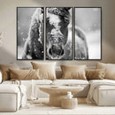 Black and White Horse Winter Wall Art | Ready to Hang and