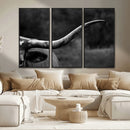 Cow Longhorn Wall Art | Black and White Print | Ready to by MyGreatCanvas | Canvas Wall Art Prints | Photo Prints & Wall Decor