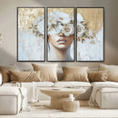Golden Petal Wall Art - Canvas Print Flower Head Woman