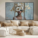 Golden Petal Wall Art - Petal Silhouette Woman Wall Art by MyGreatCanvas | Canvas Wall Art Prints | Photo Prints & Wall Decor