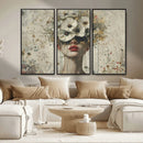 Abstract Floral Women Patel Wall Art Canvas Print