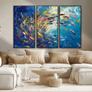 Colorful Swirling Fish School Wall Art Canvas Print |
